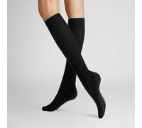 Kniestrümpfe HUDSON "Kniestrumpf Only 2-Pack", Damen, Gr. 35-38, schwarz (braunmeliert 0763), Obermaterial: 75% Schurwolle WV. 23% Polyamid PA. 2% Elasthan EL., Socken Kniestrümpfe (10981732-35) braun