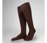 Kniestrümpfe HUDSON "Kniestrumpf Relax Woolmix Clima", Herren, Gr. 43-46, schwarz (braunmeliert 0763), Obermaterial: 53% Baumwolle CO. 42% Schurwolle WV. 4% Polyamid PA. 1% Elasthan EL., Socken Kniest