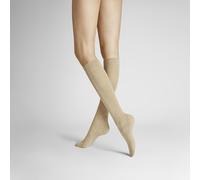Kniestrümpfe HUDSON "Kniestrumpf Relax Cotton", Damen, Gr. 39-42, beige (beigemeliert 0723), Obermaterial: 97% Baumwolle CO. 3% Elasthan EL., Socken Kniestrümpfe (59352134-39) beigemeliert 0723
