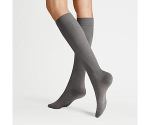Kniestrümpfe HUDSON "RELAX FINE", Damen, Gr. 35-38, silber, Baumwollmischung, normal, Socken Kniestrümpfe, Baumwoll-Mix, verstärke Spitze und Ferse (70641304-35) silber