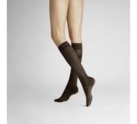 Kniestrümpfe HUDSON "SIMPLY 40 2-PACK", Damen, Gr. 35-38, dunkelbraun, Baumwollmischung, normal, Socken Kniestrümpfe, Semi-blickdicht und matt (20016417-35) dunkelbraun