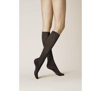 Kniestrümpfe KUNERT "Kniestrumpf Fly&Care", Damen, Gr. 41-42, braun (braun, meliert 8210), Obermaterial: 60% Baumwolle CO. 35% Polyamid PA. 5% Elasthan EL., Socken Kniestrümpfe (89362634-41) braun, me