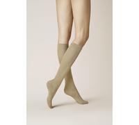 Kniestrümpfe KUNERT "Kniestrumpf Fly&Care", Damen, Gr. 41-42, grau (beige, meliert 8320), Obermaterial: 60% Baumwolle CO. 35% Polyamid PA. 5% Elasthan EL., Socken Kniestrümpfe (95639112-41) beige, mel