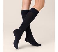 Kniestrümpfe KUNERT "Kniestrumpf Sensual Merino", Damen, Gr. 39-42, schwarz (marine 0360), Obermaterial: 49% Polyamid PA. 47% Schurwolle WV. 4% Elasthan EL., Socken Kniestrümpfe (32841751-39) marine 0