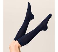 Kniestrümpfe KUNERT "LIZ", Damen, Gr. 39-42, blau (marine), Baumwollmischung, normal, Socken Kniestrümpfe, druckfreier Komfortbund (65838002-39) marine
