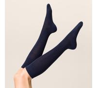 Kniestrümpfe KUNERT "SOFT WOOL COTTON", Damen, Gr. 35-38, blau (marine), Obermaterial: 70% Schurwolle, 20% Baumwolle, 8% Polyamid, 2% Elasthan, Socken Kniestrümpfe, Weiche Kniestrümpfe aus Merino- und
