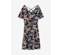 Jerseykleid BONPRIX, Damen, Gr. 52/54 (XXL), N-Gr, schwarz floral bedruckt, Jersey, Obermaterial: 95% Viskose, 5% Elasthan, A-Linie, Kleider Jerseykleid, für warme Tage, aus Viskose mit Elasthan, A-Li