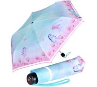 Knirps Kinder-Taschenschirm 4Kids reflective mit Reflexborte - Unicorn - türkis-rosa