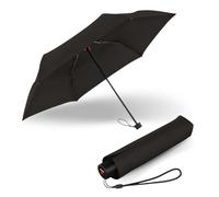 Knirps Regenschirm C.050 Small Manual Black mit Schirmtasche I kleiner Regenschirm für unterwegs I Handöffner Taschenschirm I Regenschirm windstabil & leicht I Mini Schirm