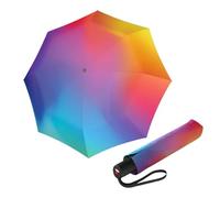 Knirps A.200 Duomatic Automatikschirm, kompakter, windfester Regenschirm, robuster Reise-Taschenschirm für Erwachsene, 97 cm Durchmesser, einklappbar inkl. Hülle, Regenbogenfarben, mittelgroß