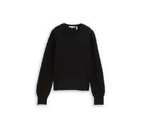 Denim Tom Tailor - Strickpullover mit Ajour-Detail deep black - Gr. - S