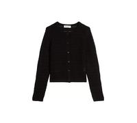 Cardigan MARC O'POLO "aus Baumwolle-Leinen-Mix", Damen, Gr. M, schwarz, Obermaterial: 90% Baumwolle, 10% Leinen, unifarben, regular fit, Rundhals, Strickjacken (27943305-M) schwarz