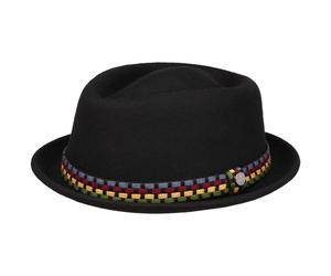 Knit Colour Band Pork Pie Wollhut by Lierys schwarz M (56-57 cm)