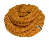 KNIT FACTORY - Alex Loop Schal - Schlauchschal - Winterschal - Rundschal - Herrenschal - Damenschal - Wollschal - Grob gestrickten Rippenmuster - Für Damen und Herren - Oker - Gelb