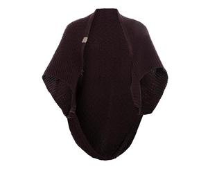 KNIT FACTORY - Amber Gestrickte Damen Bolero - Damen Bolero Strickjacke - 3/4 Ärmel - Gestrickte Damenjacke aus 30% Wolle und 70% Acryl - Dunkellila Strickjacke - Midnight Plum - Einheitsgröße