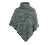 KNIT FACTORY - Amber Gestrickter Poncho - Damen Strickponcho mit Rollkragen - Umschlagponcho mit Fisgrätmuster - Damen Poncho aus Wolle und Polyacryl - Hochwertige Qualität - Laurel/Urban Green