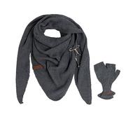 KNIT FACTORY - Coco Dreiecksschal & Cleo Handstulpen | Coco Dreiecksschal & Cleo Handstulpen - Winterschal und Handschuhe - Strickschal mit Handschuhe - Gefertigt aus Wolle