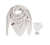 KNIT FACTORY - Coco Dreiecksschal & Cleo Handstulpen | Coco Dreiecksschal & Cleo Handstulpen - Winterschal und Handschuhe - Strickschal mit Handschuhe - Gefertigt aus Wolle