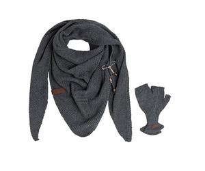 KNIT FACTORY - Coco Dreiecksschal & Cleo Handstulpen | Coco Dreiecksschal & Cleo Handstulpen - Winterschal und Handschuhe - Strickschal mit Handschuhe - Gefertigt aus Wolle
