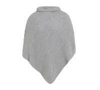 KNIT FACTORY - Coco Gestrickter Poncho - Damen Strickponcho mit Rundhals - Strick Pullover - Mit Wolle - Hochwertige Qualität - Grau