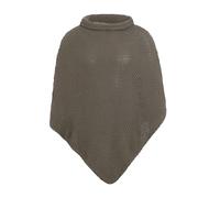 KNIT FACTORY - Coco Gestrickter Poncho - Damen Strickponcho mit Rundhals - Strick Pullover - Mit Wolle - Hochwertige Qualität - Cappuccino