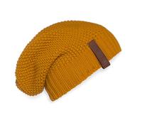 KNIT FACTORY - Coco Mütze - Strickmütze für Damen und Herren - Slouch Beanie - Wintermütze mit Wolle - Hochwertige Qualität - Ocker