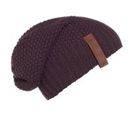 KNIT FACTORY - Coco Mütze - Strickmütze für Damen und Herren - Slouch Beanie - Wintermütze mit Wolle - Hochwertige Qualität - Aubergine