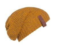 KNIT FACTORY - Coco Mütze - Strickmütze für Damen und Herren - Slouch Beanie - Wintermütze mit Wolle - Hochwertige Qualität - Ocker/Tobacco