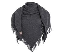 KNIT FACTORY - Dreiecksschal Amber - Damen Strickschal mit Wolle - Umschlagtuch für den Herbst und Winter - Winterschal - Dreieckstuch - Hochwertige Qualität - XXL Schal - 190x85 cm - Anthrazit