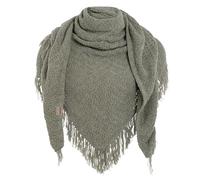 KNIT FACTORY - Dreiecksschal Amber - Damen Strickschal mit Wolle - Umschlagtuch für den Herbst und Winter - Winterschal - Dreieckstuch - Hochwertige Qualität - XXL Schal - 190x85 cm - Urban Green