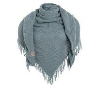 KNIT FACTORY - Dreiecksschal Amber - Damen Strickschal mit Wolle - Umschlagtuch für den Herbst und Winter - Winterschal - Dreieckstuch - Hochwertige Qualität - XXL Schal - 190x85 cm - Stone Green