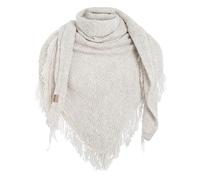 KNIT FACTORY - Dreiecksschal Amber - Damen Strickschal mit Wolle - Umschlagtuch für den Herbst und Winter - Winterschal - Dreieckstuch - Hochwertige Qualität - XXL Schal - 190x85 cm - Beige