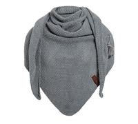 KNIT FACTORY - Dreiecksschal Coco - Damen Strickschal mit Wolle - Umschlagtuch für den Herbst und Winter - Winterschal - Dreieckstuch - Hochwertige Qualität - XXL Schal - 190 x 85 cm - Med Grey