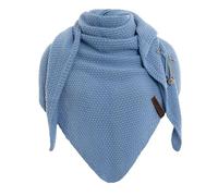 KNIT FACTORY - Dreiecksschal Coco - Damen Strickschal mit Wolle - Umschlagtuch für den Herbst und Winter - Winterschal - Dreieckstuch - Hochwertige Qualität - XXL Schal - 190 x 85 cm - Crystal Blue