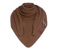 Knit Factory - Dreiecksschal Coco - Damen Strickschal mit Wolle - Umschlagtuch für den Herbst und Winter - Winterschal - Dreieckstuch - Hochwertige Qualität - XXL Schal - 190 x 85 cm - Tobacco