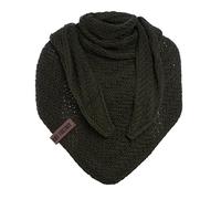 Knit Factory - Dreiecksschal Sally - Damen Strickschal mit Wolle - Grob gestrickten Schal - Hochwertige Qualität - XXL Schal - 220x85 cm - Khaki