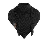 KNIT FACTORY - Dreiecksschal Vera - Damen Strickschal mit Wolle - Umschlagtuch für den Frühling und Herbst - Winterschal mit Fischgrätmuster - Dreieckstuch - 190x65 cm - Schwarz/Anthrazit