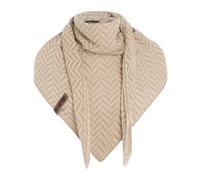 Knit Factory - Dreiecksschal Vera - Damen Strickschal mit Wolle - Umschlagtuch für den Frühling und Herbst - Winterschal mit Fischgrätmuster - Dreieckstuch - 190x65 cm - Ecru/Dark Beige