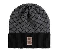 KNIT FACTORY - Dusk Mütze - Strickmütze für Damen und Herren - Beanie - Herbst & Winter Essentials - Wintermütze mit Karomuster - Mütze mit Wolle - Hochwertige Qualität - Schwarz/Anthrazit