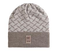 KNIT FACTORY - Dusk Mütze - Strickmütze für Damen und Herren - Beanie - Herbst & Winter Essentials - Wintermütze mit Karomuster - Mütze mit Wolle - Hochwertige Qualität - Marron/Iced Clay