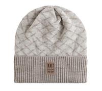 KNIT FACTORY - Dusk Mütze - Strickmütze für Damen und Herren - Beanie - Herbst & Winter Essentials - Wintermütze mit Karomuster - Wintermütze mit Wolle - Hochwertige Qualität - Iced Clay/Beige