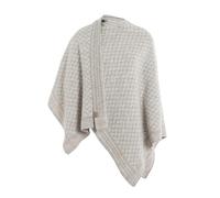 KNIT FACTORY - Dusk Poncho Cape - Elegant Gestrickter Damen Cape - Wickelschal mit Wolle - Hochwertige Qualität - Iced Clay/Beige