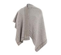 KNIT FACTORY - Dusk Poncho Cape - Elegant Gestrickter Damen Cape - Wickelschal mit Wolle - Hochwertige Qualität - Marron/Iced Clay