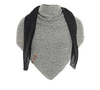 KNIT FACTORY - Ella Dreieckstuch - Dreieckstuch Damen - Fein Gestrickter Damen Schal - Halstücher für Damen - Für Frühling und Sommer - Baumwollmix - 180x70 cm - Ecru/Schwarz