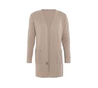 KNIT FACTORY - Ella Lange Strickjacke - Lange Damen Strickjacke - Grobstrickjacke Damen - Strickjacke für den Frühling und Sommer - Strickweste - Cardigan mit Baumwolle - 36/38 - Leinen