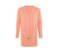 KNIT FACTORY - Ella Lange Strickjacke - Lange Damen Strickjacke - Grobstrickjacke Damen - Strickjacke für den Frühling und Sommer - Strickweste - Cardigan mit Baumwolle - 40/42 - Apricot