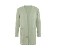 KNIT FACTORY - Ella Lange Strickjacke - Lange Damen Strickjacke - Grobstrickjacke Damen - Strickjacke für den Frühling und Sommer - Strickweste - Cardigan mit Baumwolle - 36/38 - Sage Green