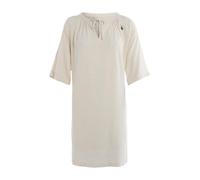 KNIT FACTORY - Fern Kleid - Sommerkleid - Freizeitkleid - Midi Kleid - Damen Kleid aus 78% Viskose und 22% Leinen - Casual - Oben den Knie - Beige - 36/38