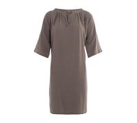 KNIT FACTORY - Fern Kleid - Sommerkleid - Freizeitkleid - Midi Kleid - Damen Kleid aus 78% Viskose und 22% Leinen - Casual - Oben den Knie - Taupe - 40/42
