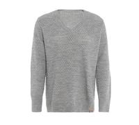 KNIT FACTORY - Ilse Damen Strickpullover - Herbst und Winter Pulli - Pullover mit V-Ausschnitt und Lange Ärmeln - Fällt locker und weit - Grau - 36/38